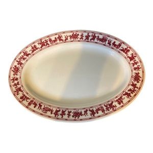 Vintage Red & White Buffalo China Oval Platter Restaurant Ware Chariots/…